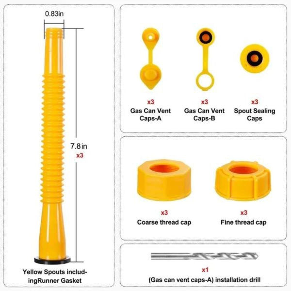 Upgraded Replacement Gas Can Spout with Flexible Nozzle, Fit for Most 1/2/5/10 Gal Can