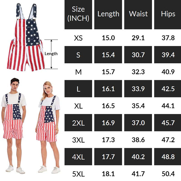 American Flag Unisex Overalls Shorts