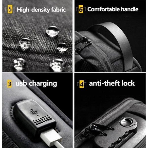 USB Charging Sport Sling Anti-Theft Shoulder Bag