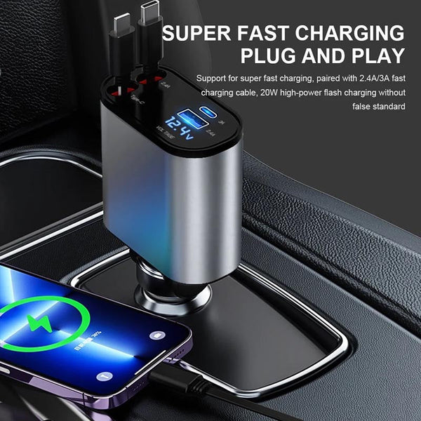 Fast Charge Retractable Car Charger (Fits all vehicles and all phones✨)