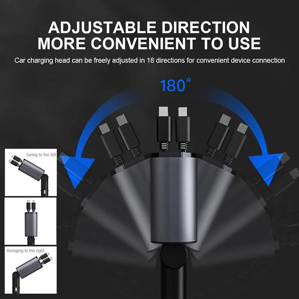 Fast Charge Retractable Car Charger (Fits all vehicles and all phones✨)