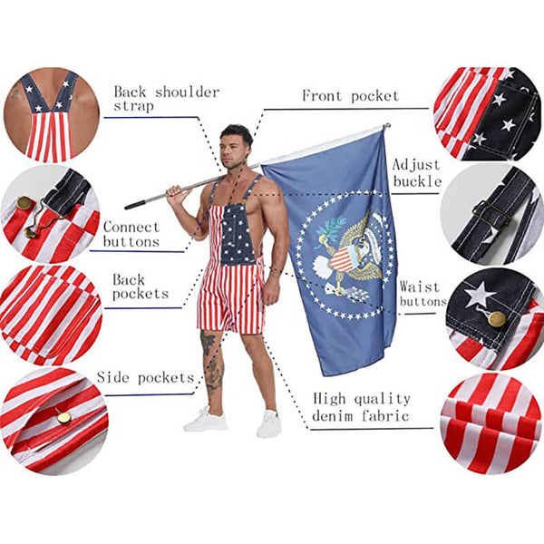 American Flag Unisex Overalls Shorts