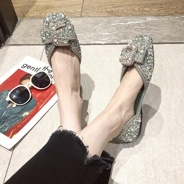 Crystals Pearl Butterfly-knot Women Flats【50%OFF】