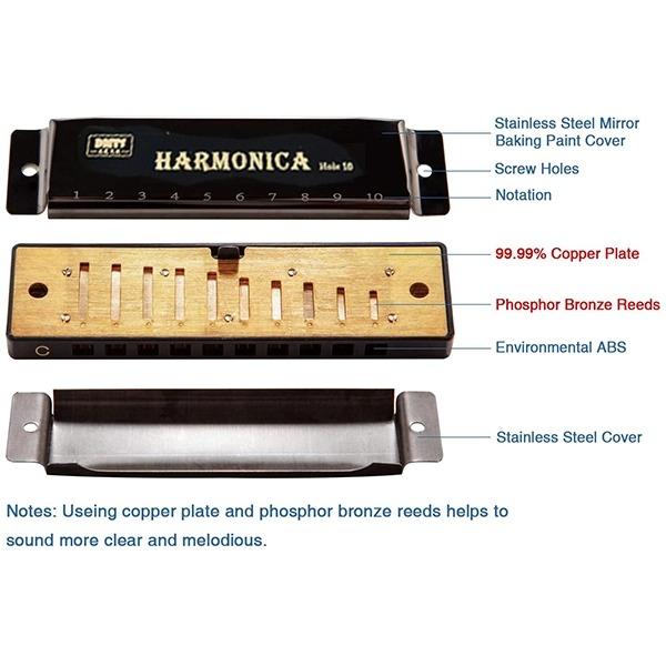 Professional Harmonica in C Key with Case