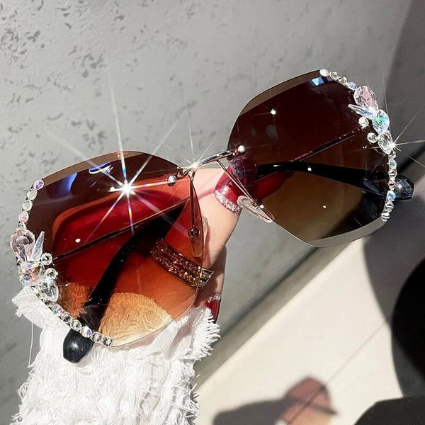 Woman Rimless Diamond Sunglasses For Beach Summer