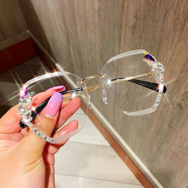 Woman Rimless Diamond Sunglasses For Beach Summer