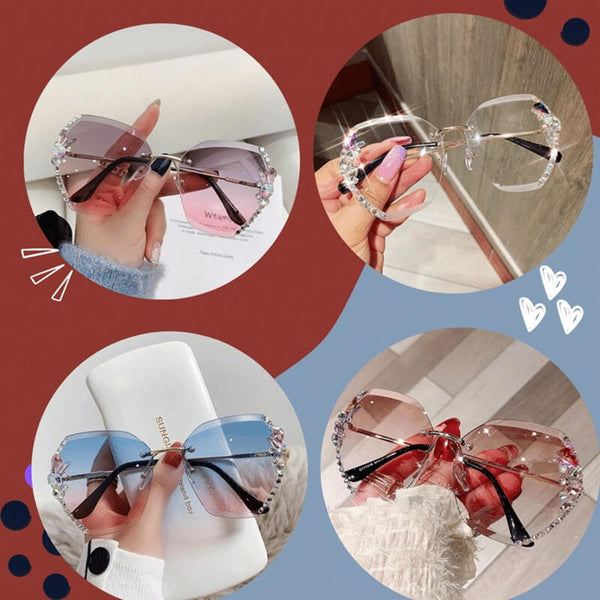 Woman Rimless Diamond Sunglasses For Beach Summer