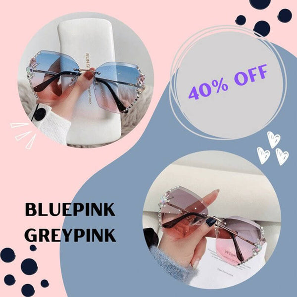 Woman Rimless Diamond Sunglasses For Beach Summer