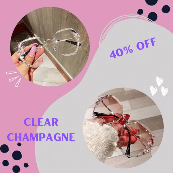 Woman Rimless Diamond Sunglasses For Beach Summer