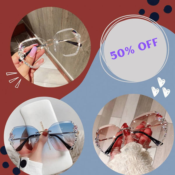 Woman Rimless Diamond Sunglasses For Beach Summer