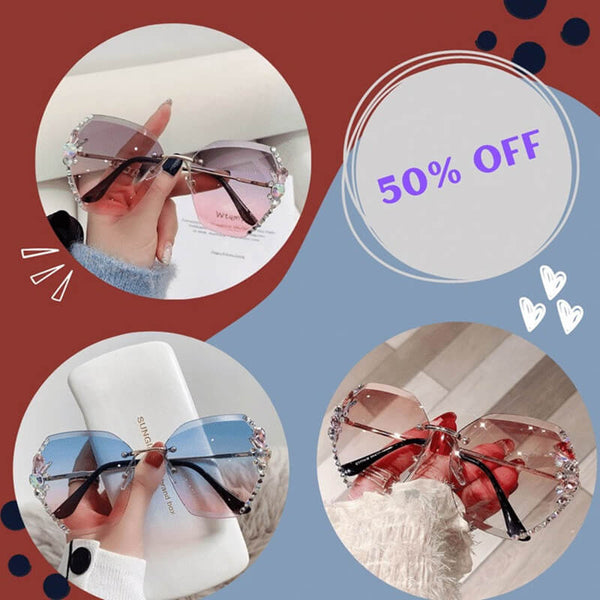 Woman Rimless Diamond Sunglasses For Beach Summer
