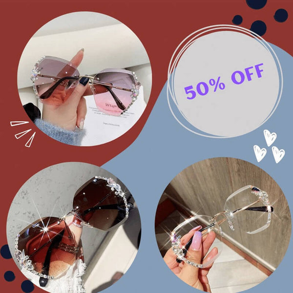 Woman Rimless Diamond Sunglasses For Beach Summer