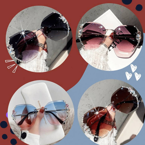 Woman Rimless Diamond Sunglasses For Beach Summer